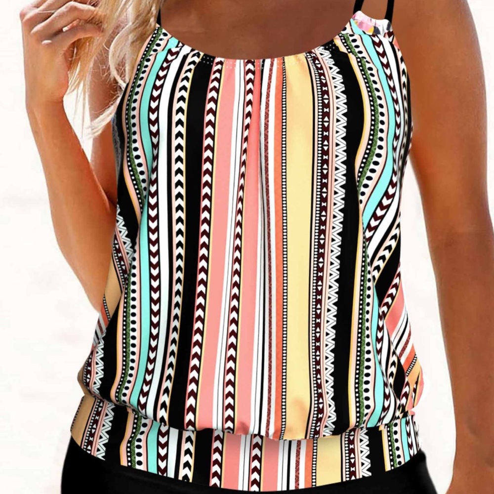 Swim top with built in bra in Pastel Multi